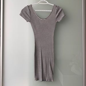 Garage Bodycon T-Shirt Dress, Black/White Stripe, Size XS